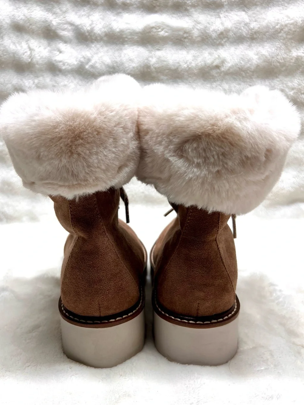 NWOT- White Mountain Chestnut Suede Fur-Trim Lace-Up Winter Boots